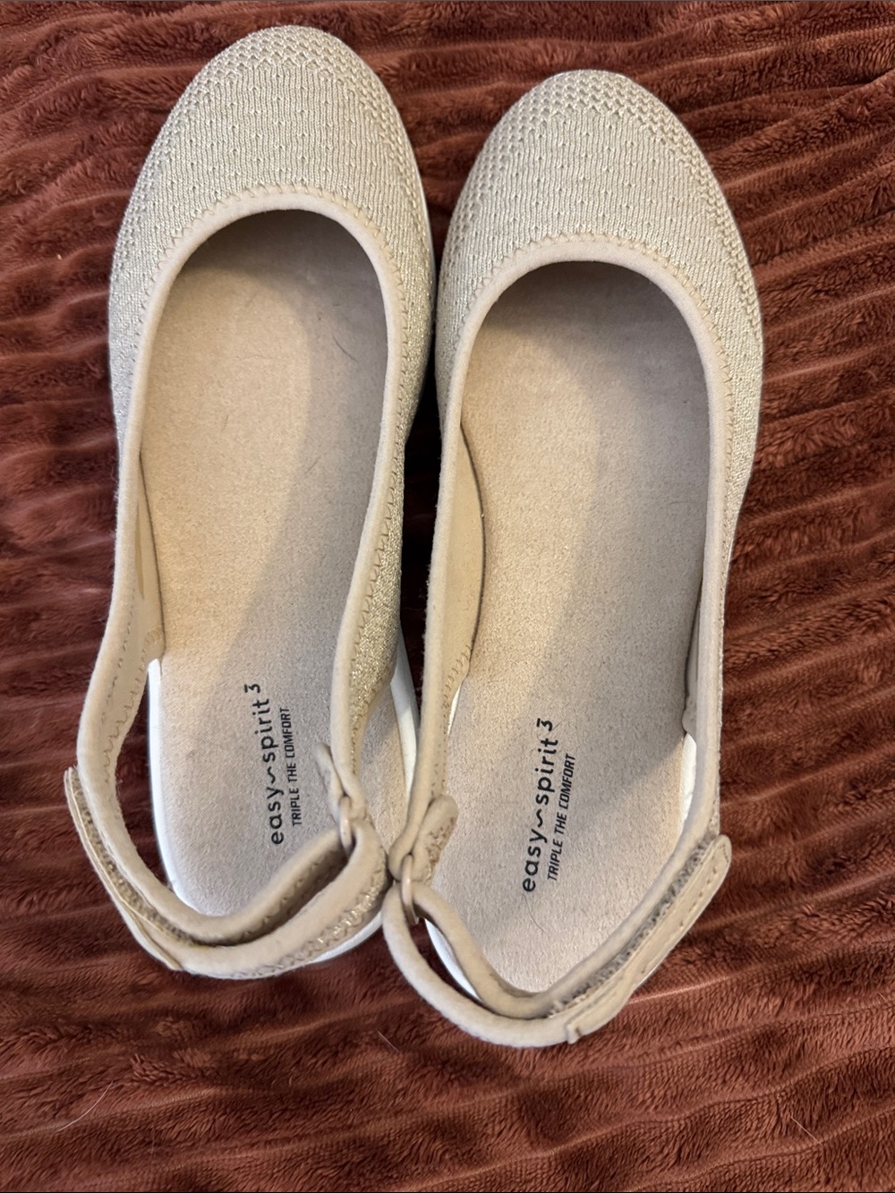 Easy Spirit  Tan/Gold Knit Slingback Ballet Flats